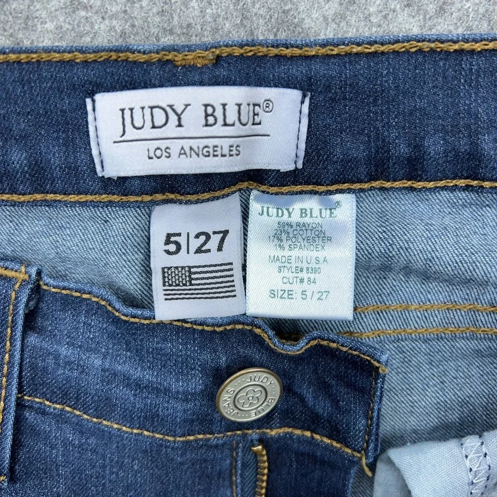 Judy Blue Jeans Womens 5‎ 27 Blue Skinny Dark Wash Stretch Faded Denim Pants USA